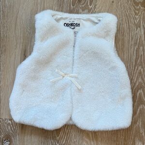 OshKosh B'gosh White Faux Fur Kids Toddler Vest 2T
